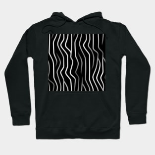 Monochrome Elegance: White Abstract Lines on Black Hoodie